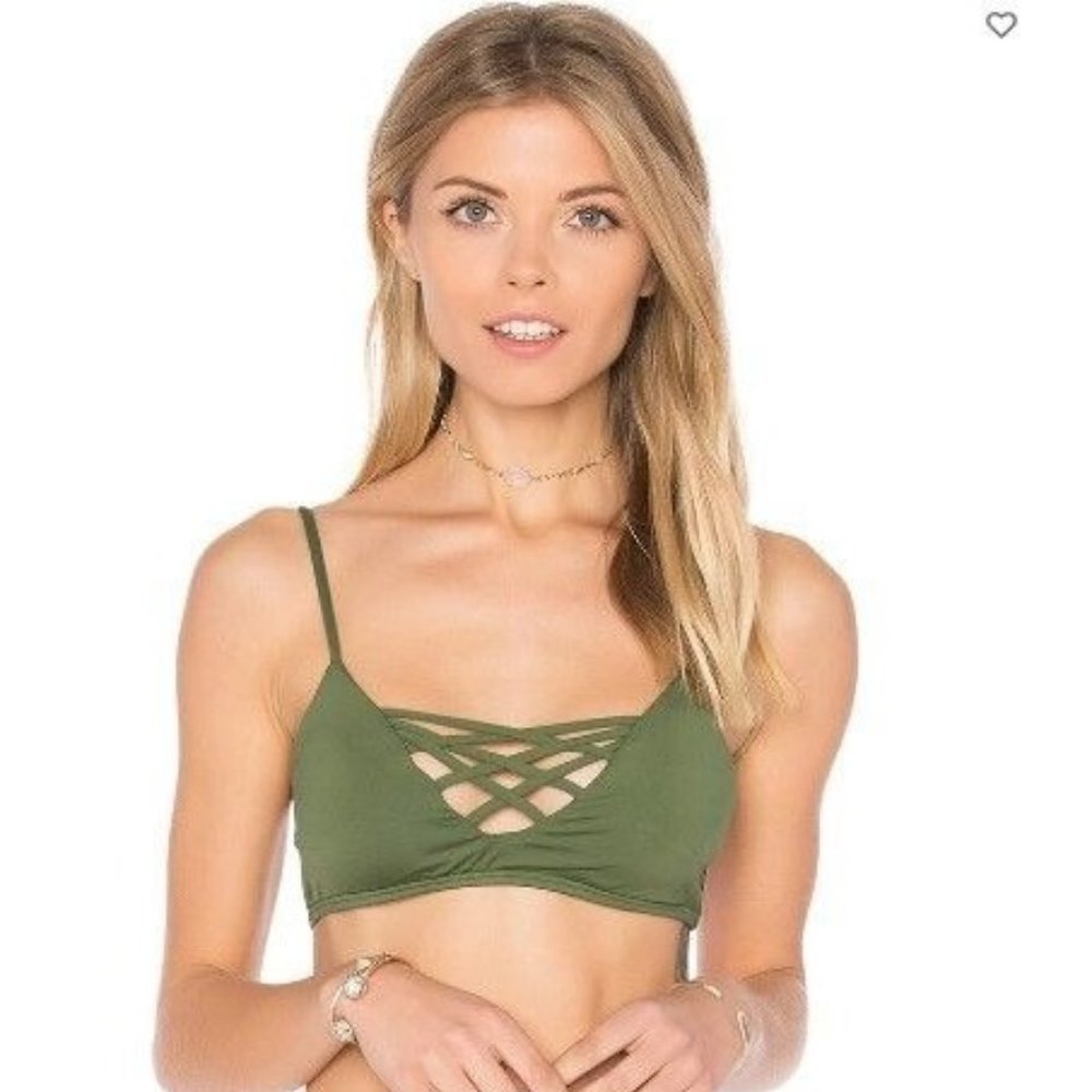NWT L*SPACE Jamie Bikini Top in Jungle L Green